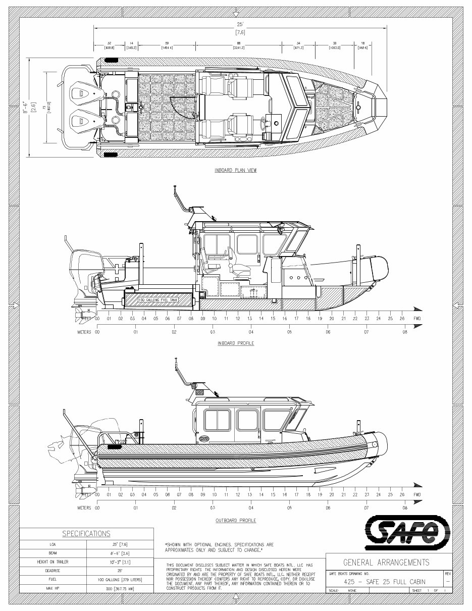 SAFE BOATS International - SAFE 25 Full Cabin GA Drawings () preview img 1