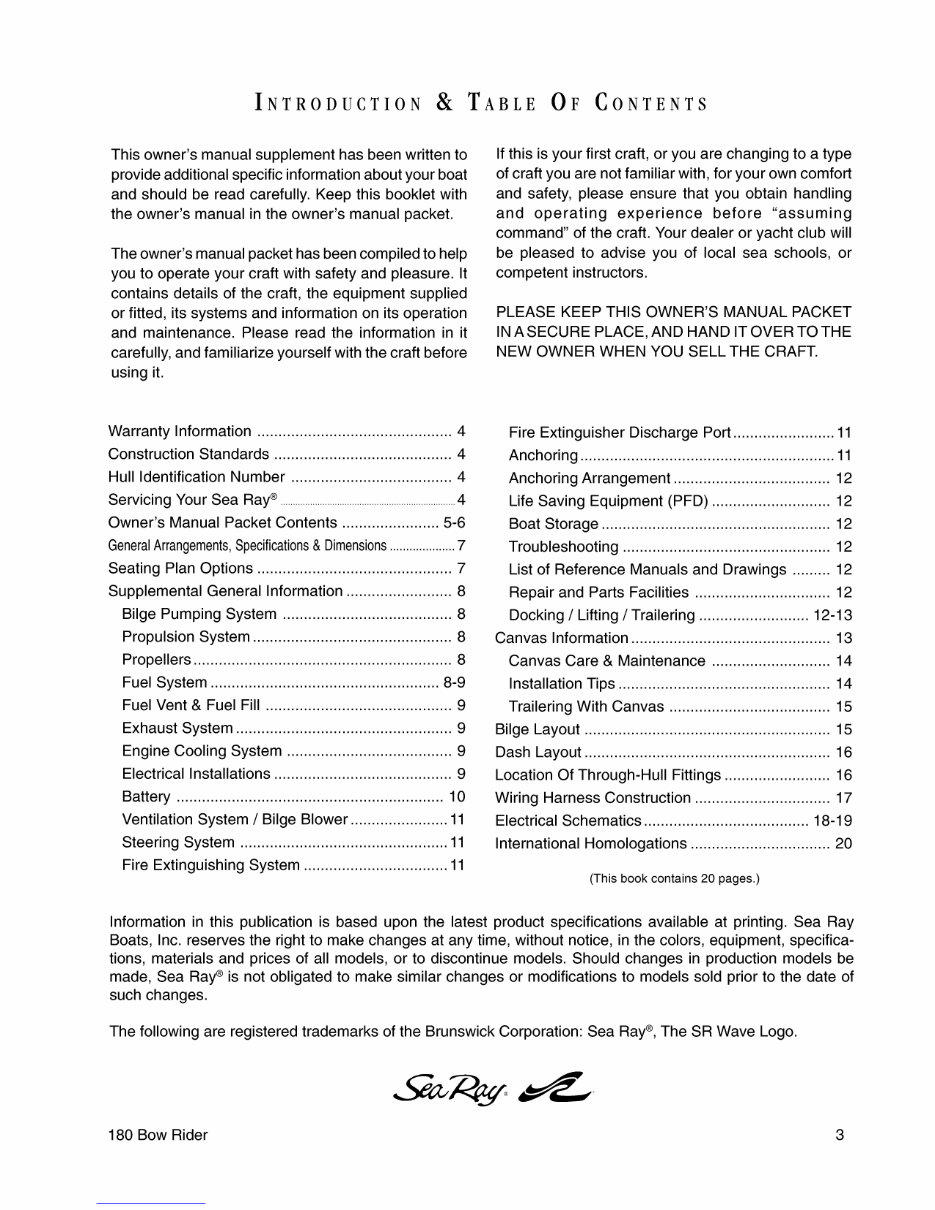 Sea Ray 180 Bow Rider Owners Manual Supplement preview img 3