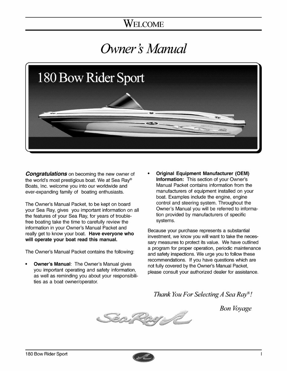 Sea Ray 180 Bow Rider Sport Owners Manual preview img 3