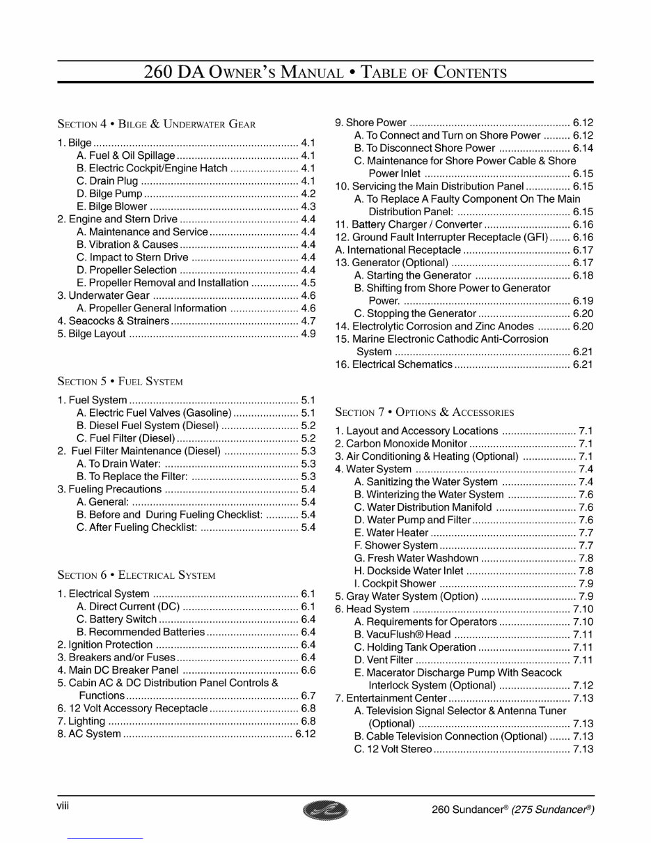 Sea Ray 260 Sundancer Owners Manual preview img 10