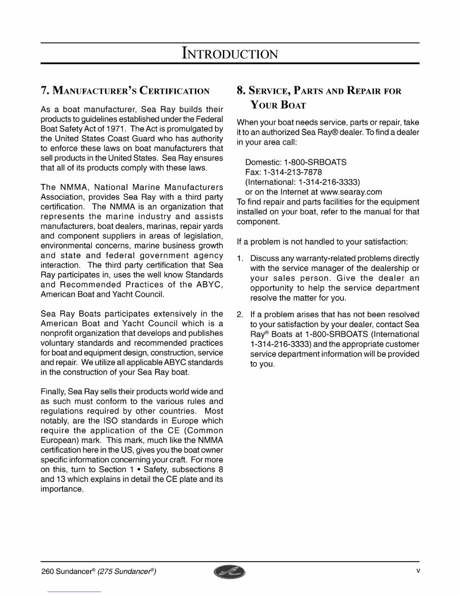 Sea Ray 260 Sundancer Owners Manual preview img 7