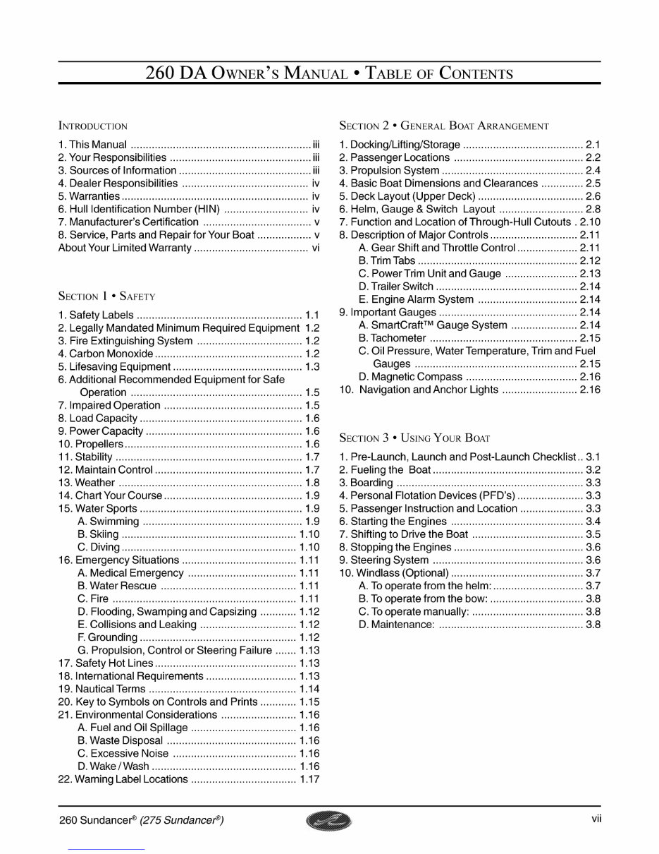 Sea Ray 260 Sundancer Owners Manual preview img 9