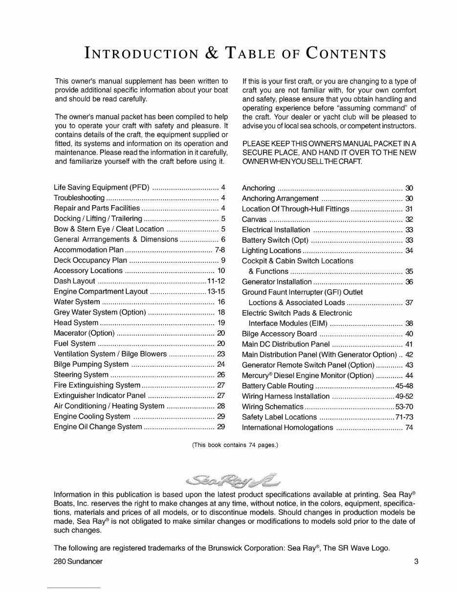 Sea Ray 280 Sundancer Owners Manual preview img 3