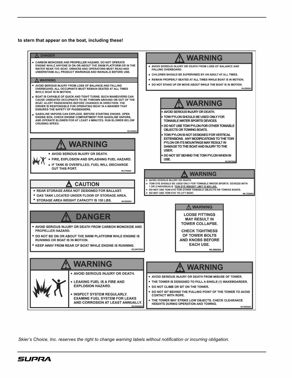 2007 Supra Comp 20, Sunsport 20V, Sunsport 22V, Sunsport 24V, Launch 20, Launch 20SSV, Launch 21V, Launch 22SSV, Launch 24SSV Owners Manual preview img 10