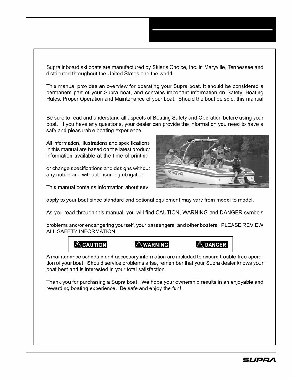 2007 Supra Comp 20, Sunsport 20V, Sunsport 22V, Sunsport 24V, Launch 20, Launch 20SSV, Launch 21V, Launch 22SSV, Launch 24SSV Owners Manual preview img 3