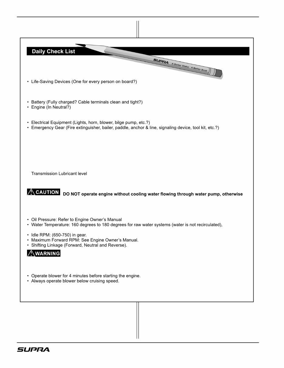 2007 Supra Comp 20, Sunsport 20V, Sunsport 22V, Sunsport 24V, Launch 20, Launch 20SSV, Launch 21V, Launch 22SSV, Launch 24SSV Owners Manual preview img 4