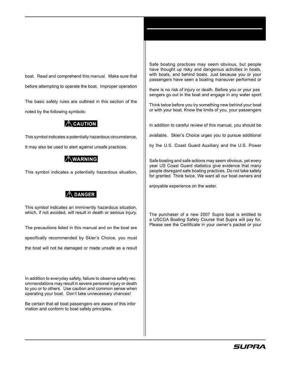 2007 Supra Comp 20, Sunsport 20V, Sunsport 22V, Sunsport 24V, Launch 20, Launch 20SSV, Launch 21V, Launch 22SSV, Launch 24SSV Owners Manual preview img 5