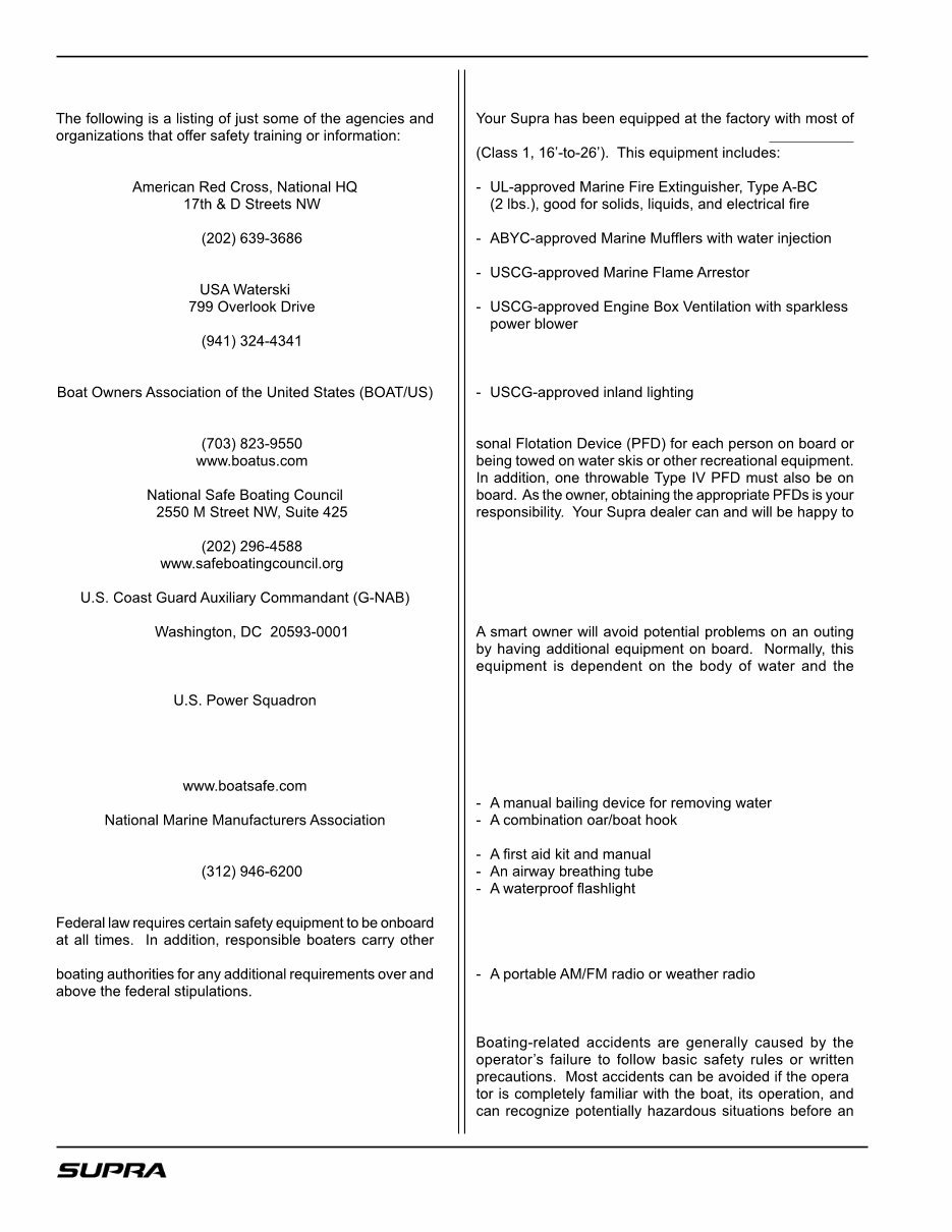 2007 Supra Comp 20, Sunsport 20V, Sunsport 22V, Sunsport 24V, Launch 20, Launch 20SSV, Launch 21V, Launch 22SSV, Launch 24SSV Owners Manual preview img 6