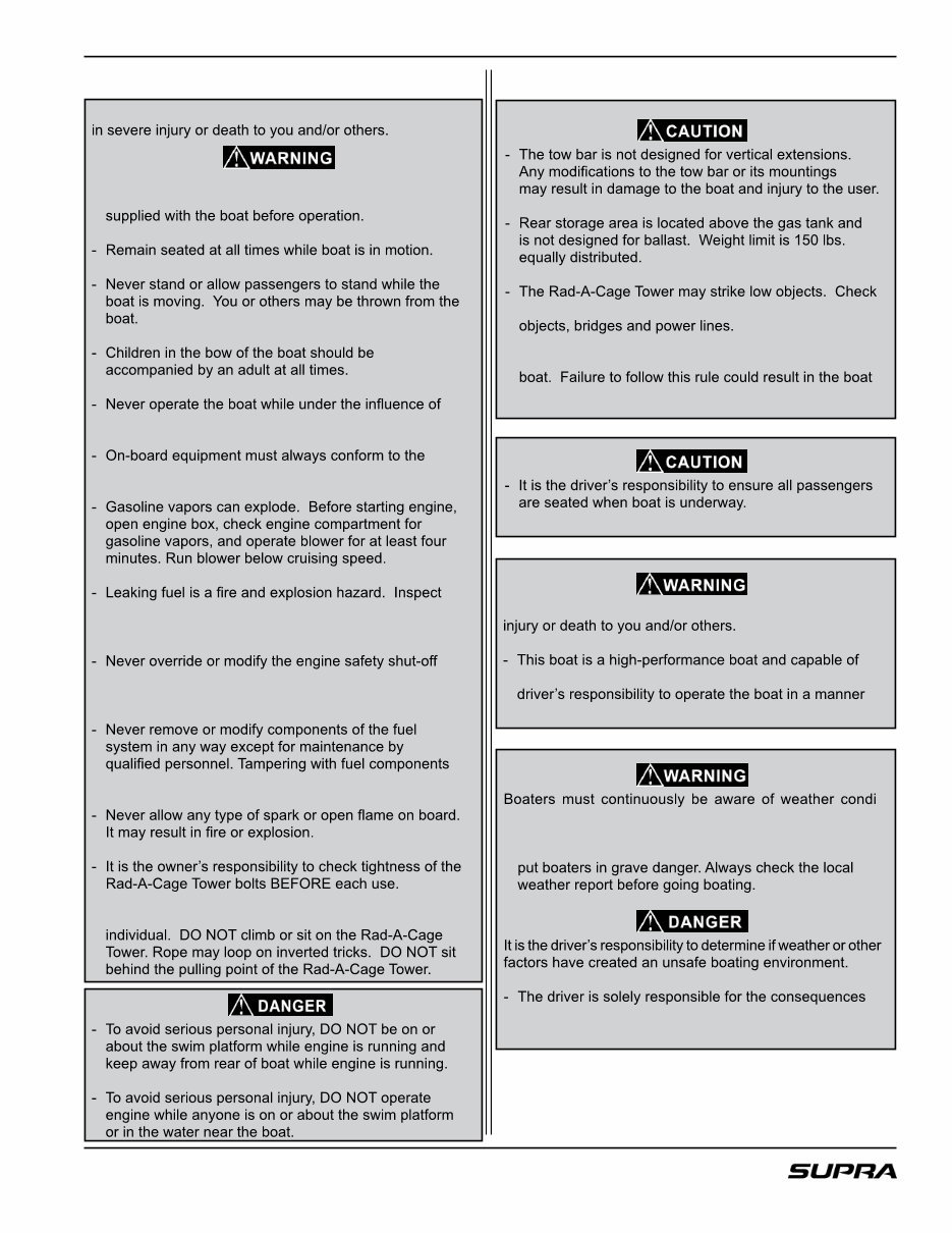 2007 Supra Comp 20, Sunsport 20V, Sunsport 22V, Sunsport 24V, Launch 20, Launch 20SSV, Launch 21V, Launch 22SSV, Launch 24SSV Owners Manual preview img 7