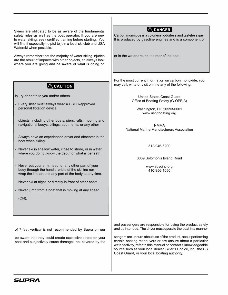 2007 Supra Comp 20, Sunsport 20V, Sunsport 22V, Sunsport 24V, Launch 20, Launch 20SSV, Launch 21V, Launch 22SSV, Launch 24SSV Owners Manual preview img 8