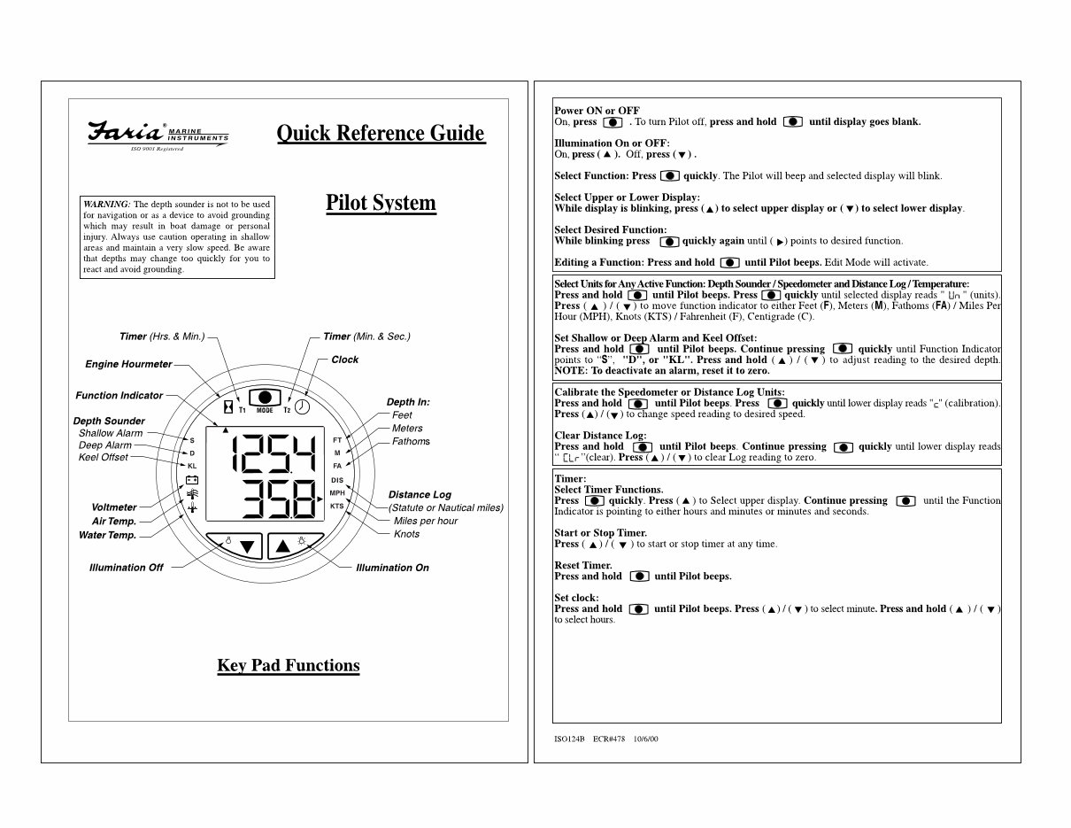 Tige Faria Pilot Gauge Manual ó Quick Reference Guide preview img 1