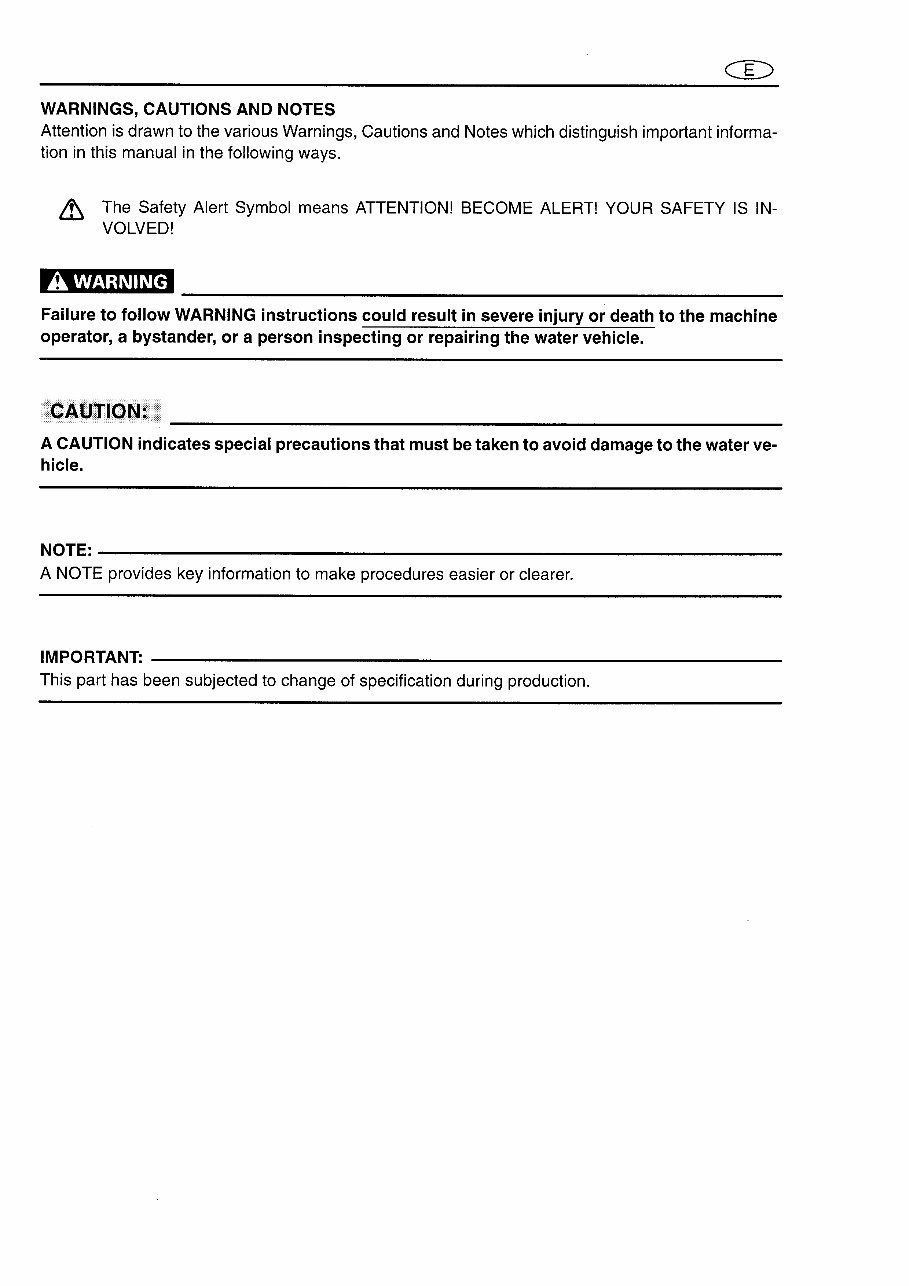 Yamaha WaveRunner XL760, XL1200 Service Manual preview img 4