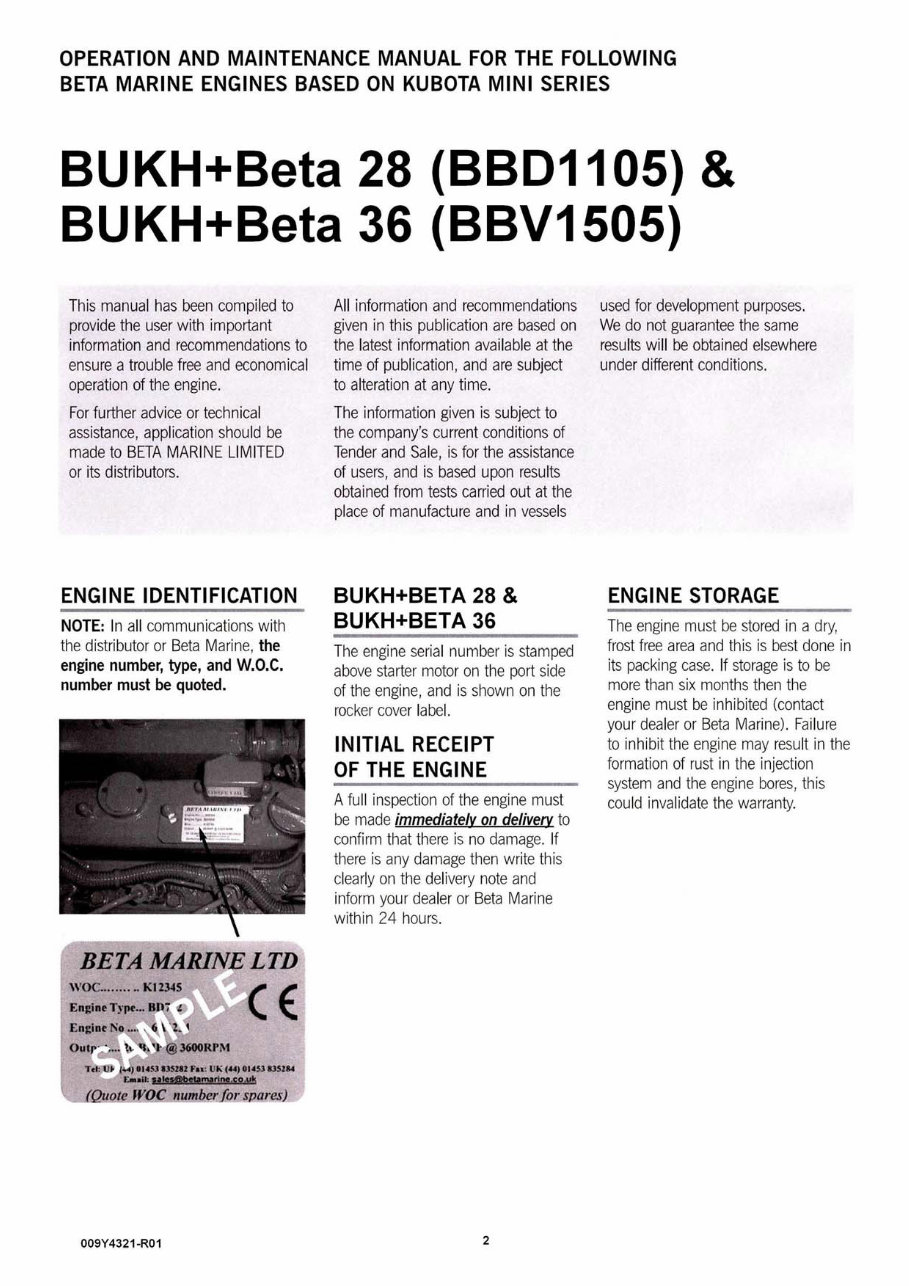 Bukh Diesel engine type BBD1105 & BBV1505 Operator's Maintenance Manual preview img 4