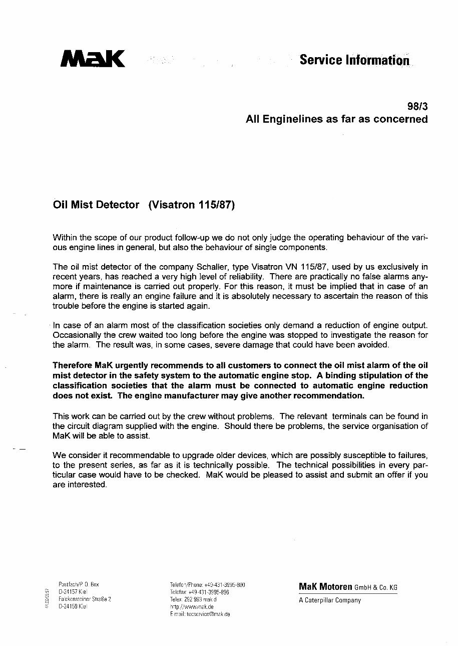 CATERPILLAR-MAK 8M25C User Manual - Service Information preview img 7