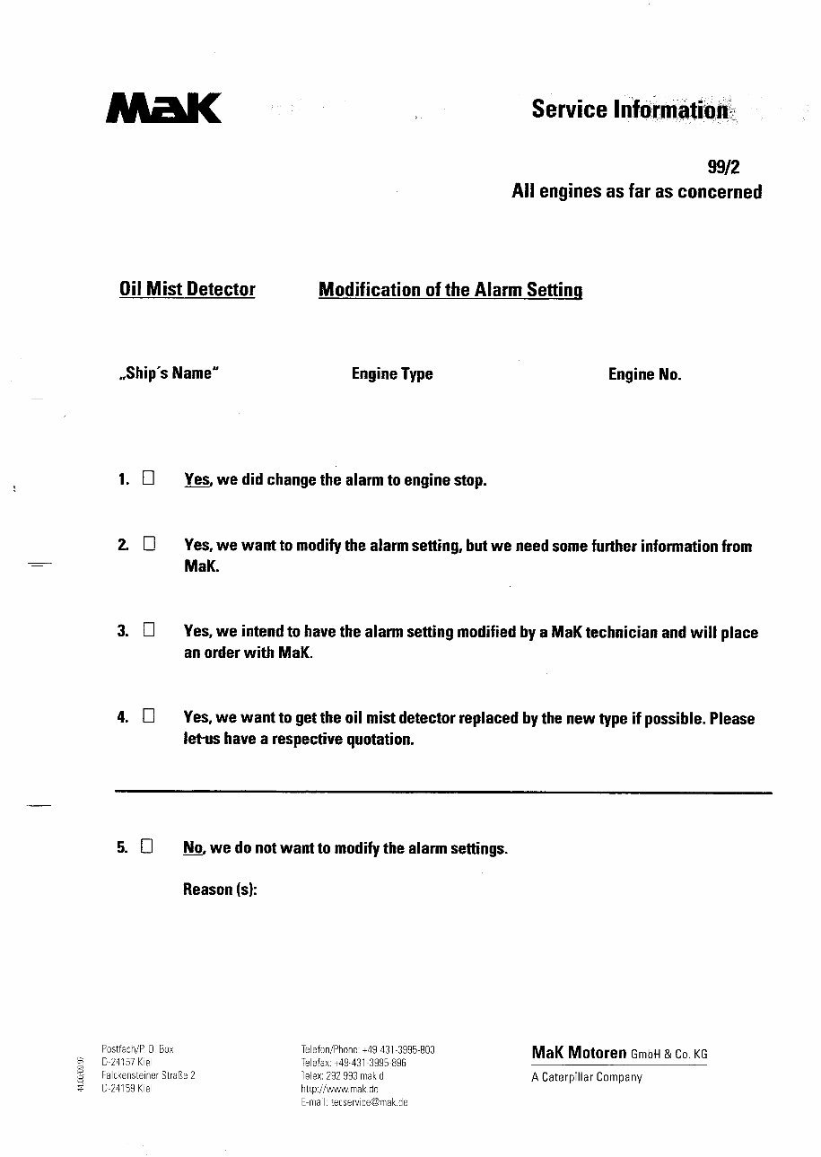 CATERPILLAR-MAK 8M25C User Manual - Service Information preview img 8