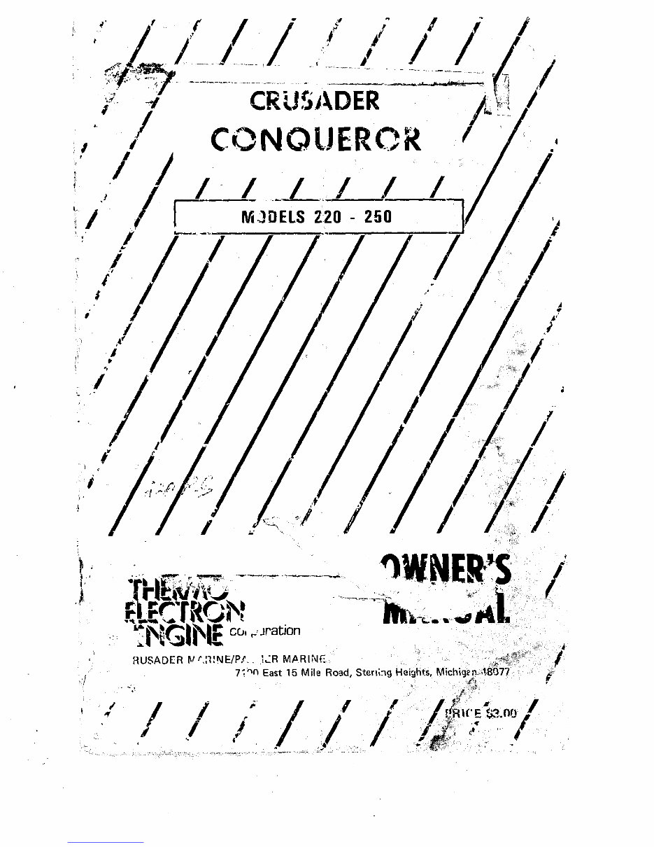 Crusader Conqueror 220 / 250 Owner's Manual preview img 1