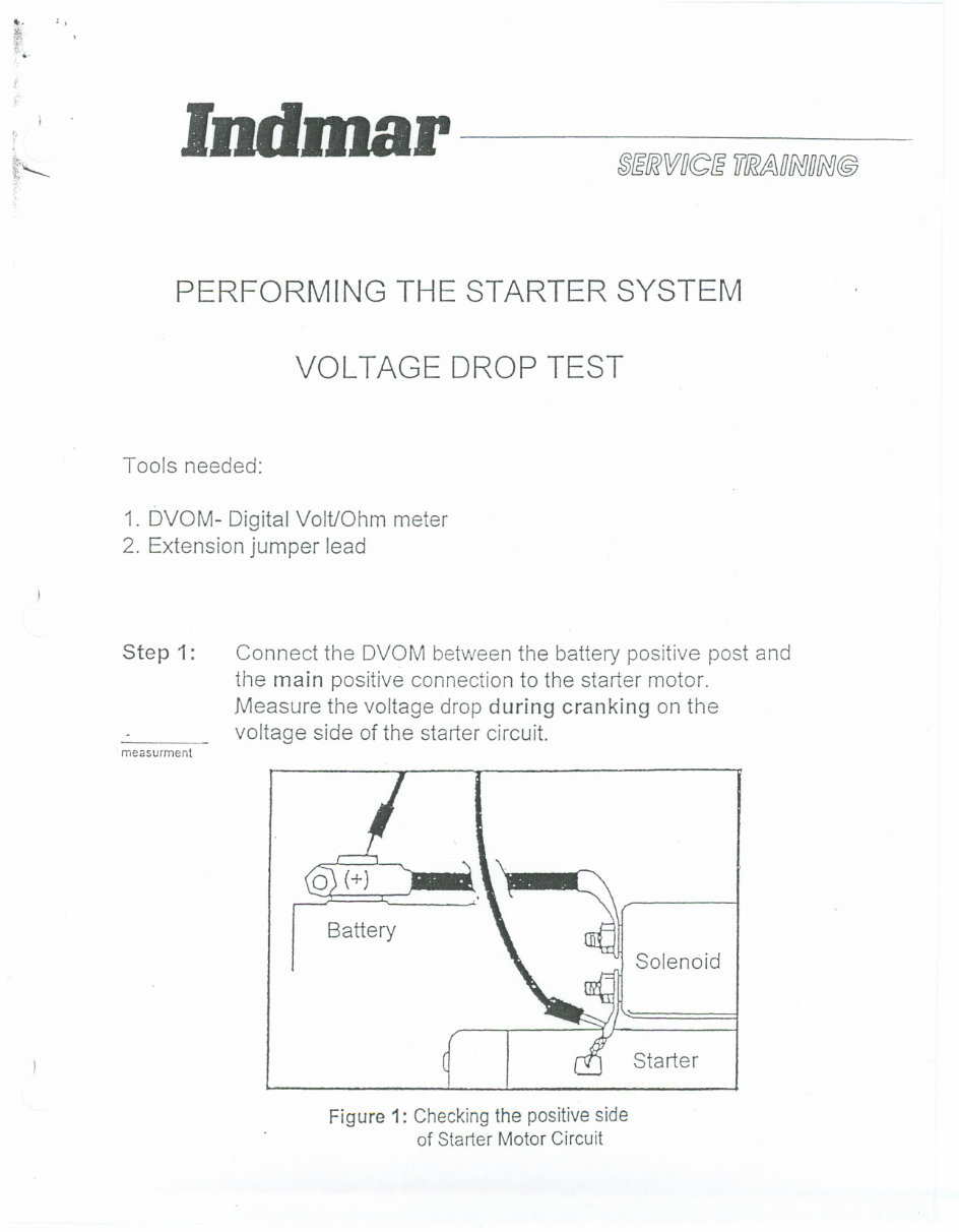 Indmar Starter System Voltage Drop Test Procedure preview img 1