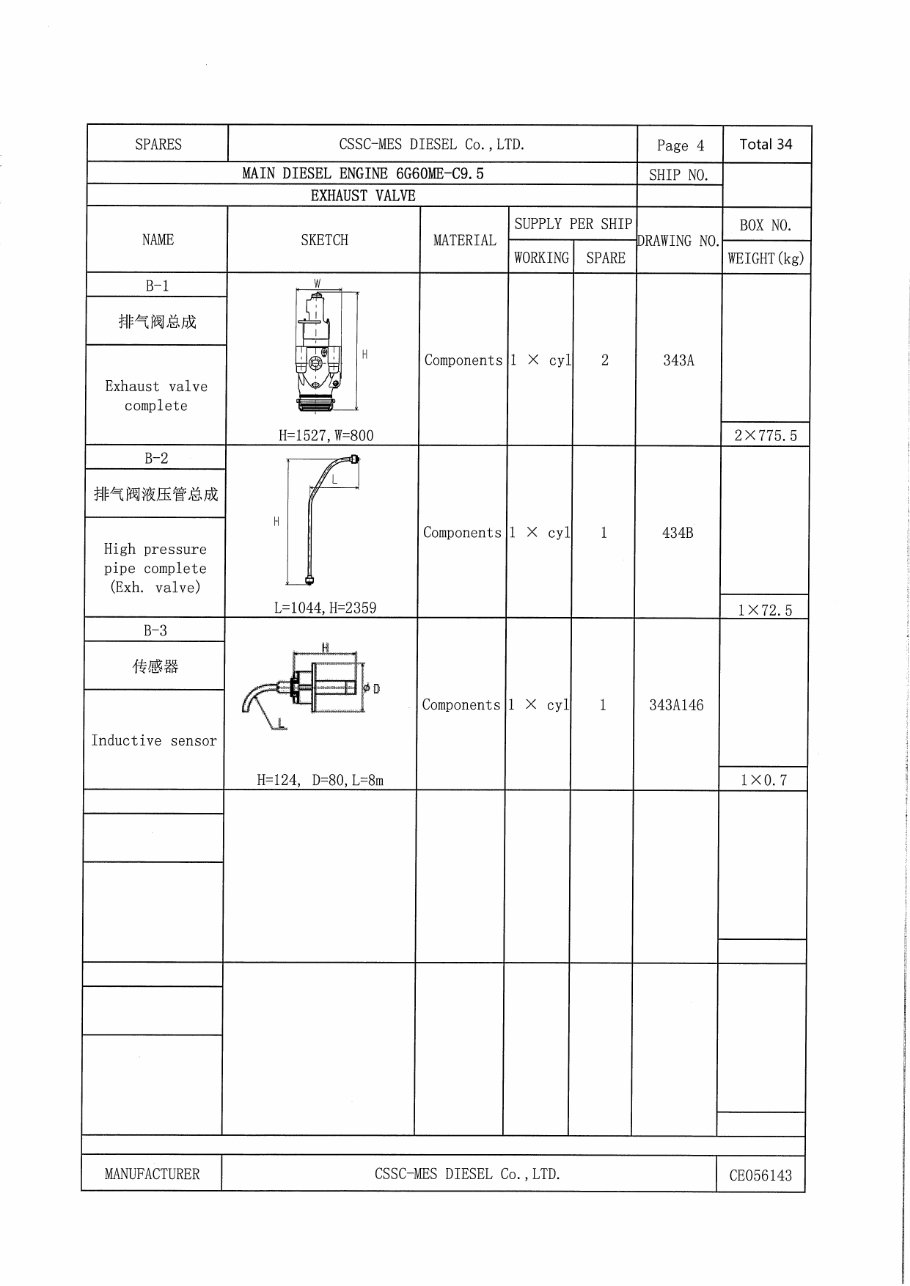 NTS-MAN 6G60ME-C Main Engine Spare Parts and Tools preview img 4