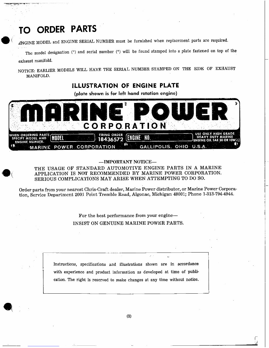 Marine Power 454 Owner's Manual preview img 3
