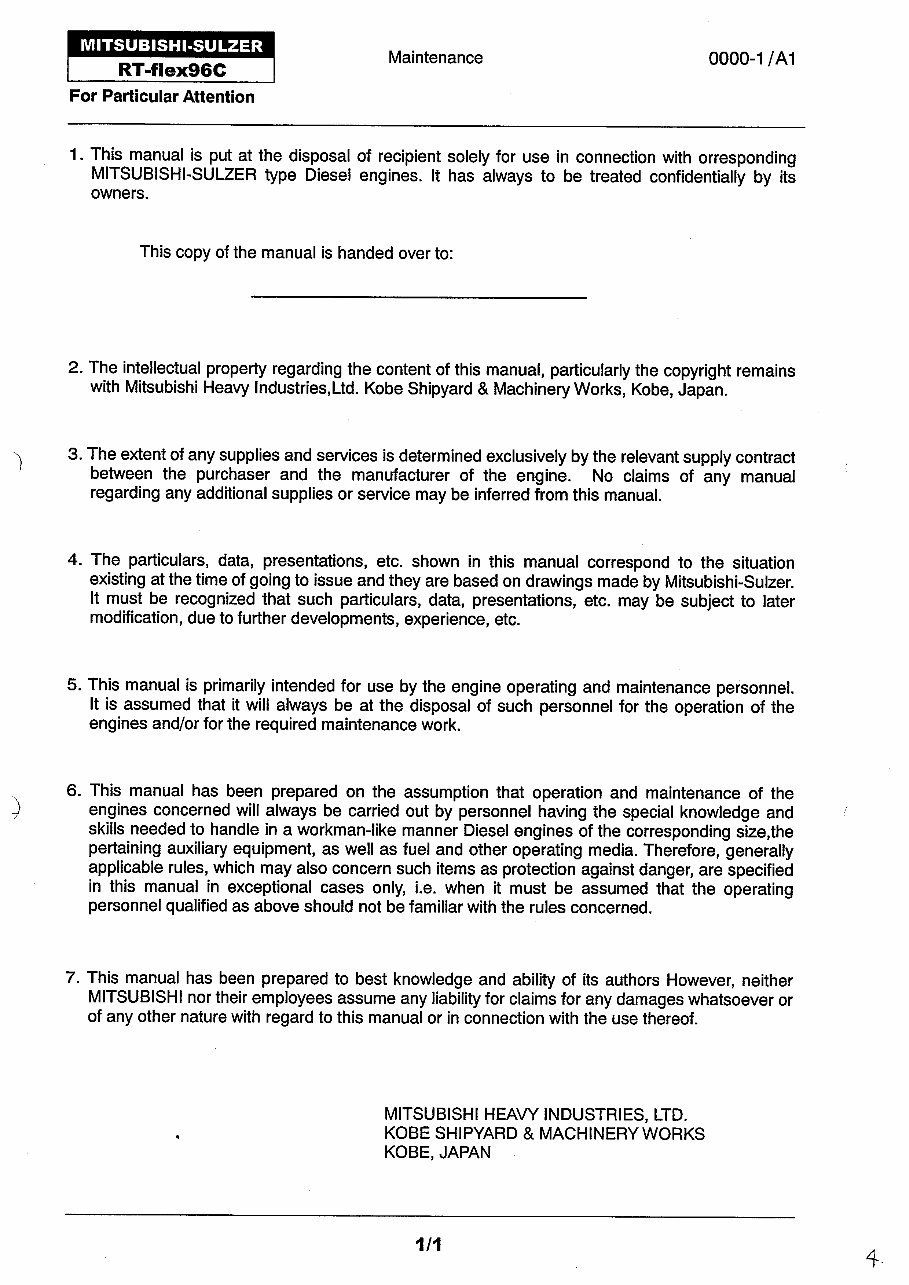 Mitsubishi Sulzer 11RT-FLEX96C Maintenance Manual preview img 5