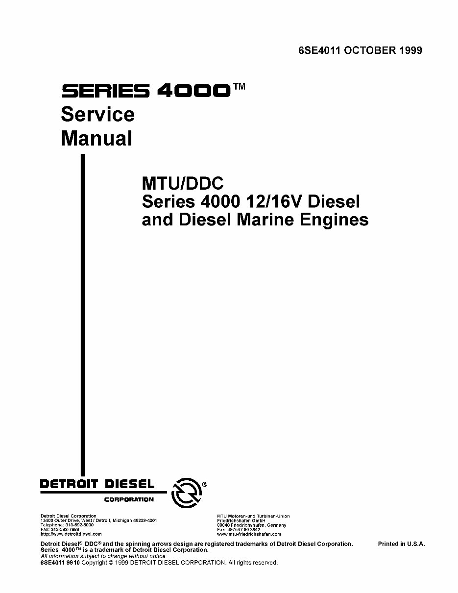 MTU 4000 series engines Service Manual preview img 1