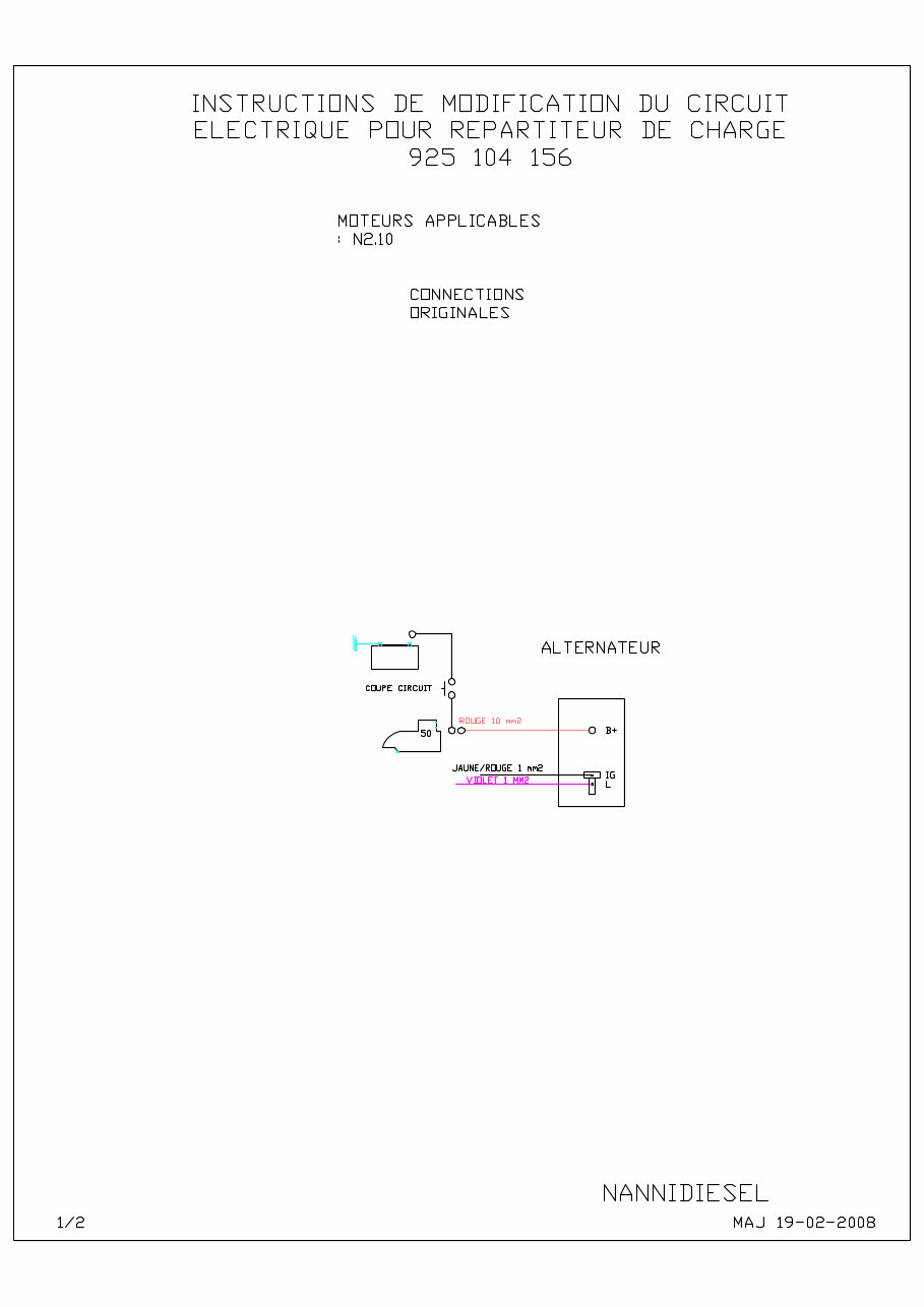 Nanni N2.10 with battery isolator Wiring Diagrams preview img 1