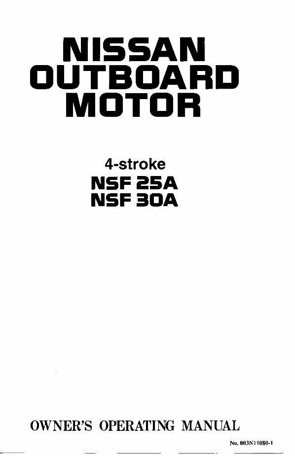 Nissan Marine NSF25A/NSF30A Owner's Operating Manual [, ENG, 2.79 MB] preview img 1