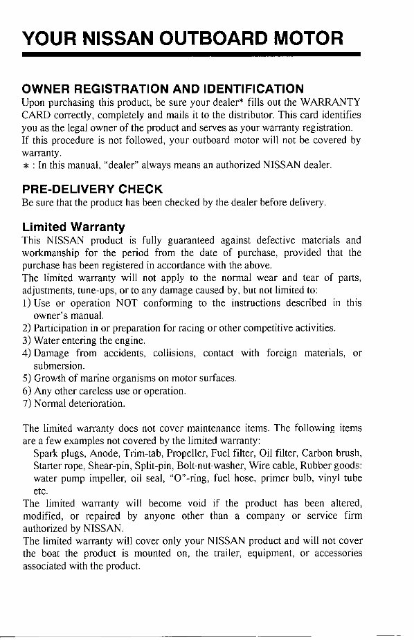 Nissan Marine NSF25A/NSF30A Owner's Operating Manual [, ENG, 2.79 MB] preview img 3