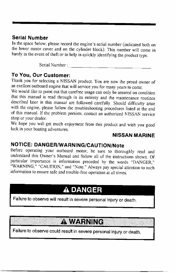 Nissan Marine NSF25A/NSF30A Owner's Operating Manual [, ENG, 2.79 MB] preview img 4