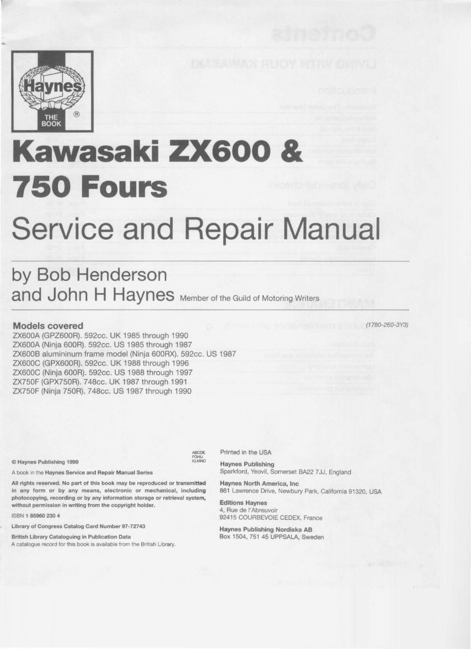 ハッピー 1989-1996 Kawasaki ZX750, ZXR750, Ninja ZX-7 Motorcycle