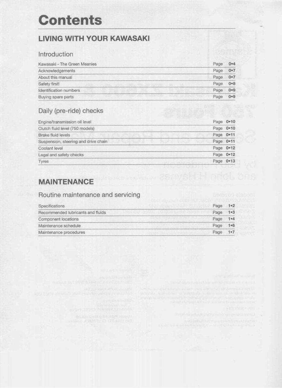 KAWASAKI ZX750, ZXR750, NINJA ZX-7 Motorcycle Service & Repair