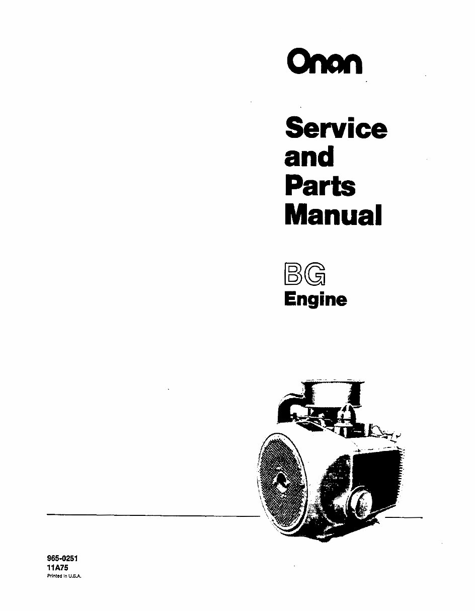 ONAN EngineS BG Parts and Service Manual preview img 1