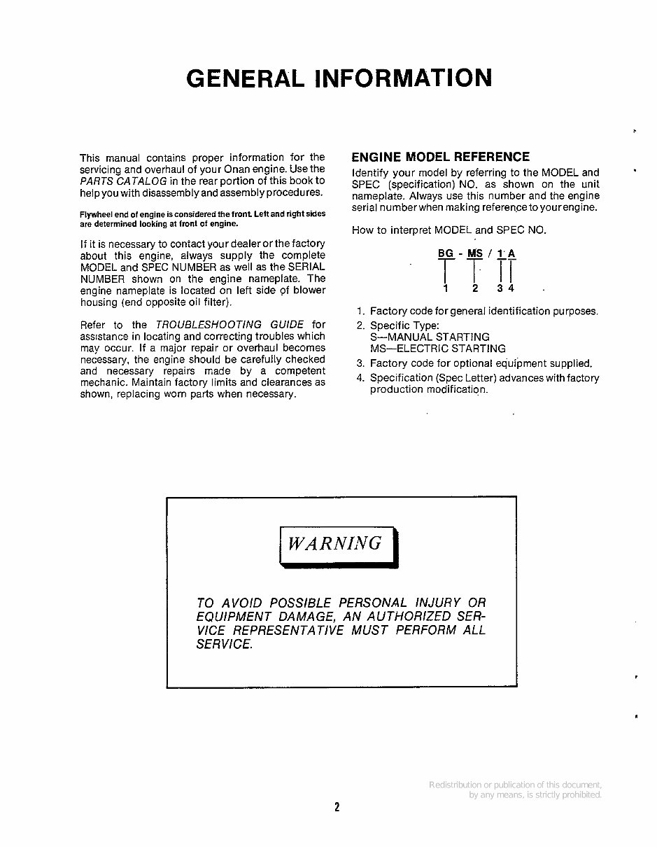 ONAN EngineS BG Parts and Service Manual preview img 4