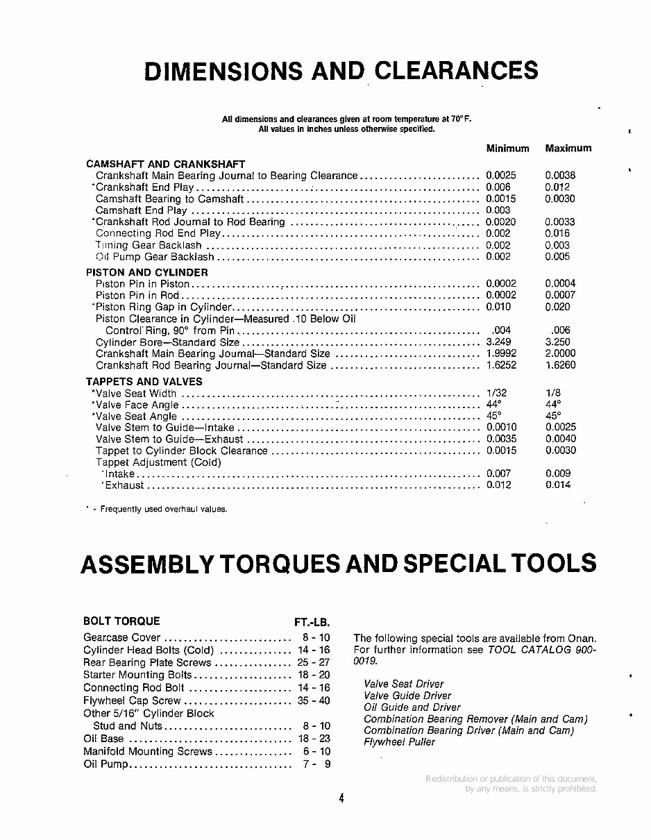 ONAN EngineS BG Parts and Service Manual preview img 6