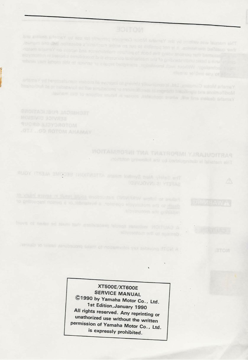 Yamaha Xt500e / Xt600e Service Repair Manual preview img 2