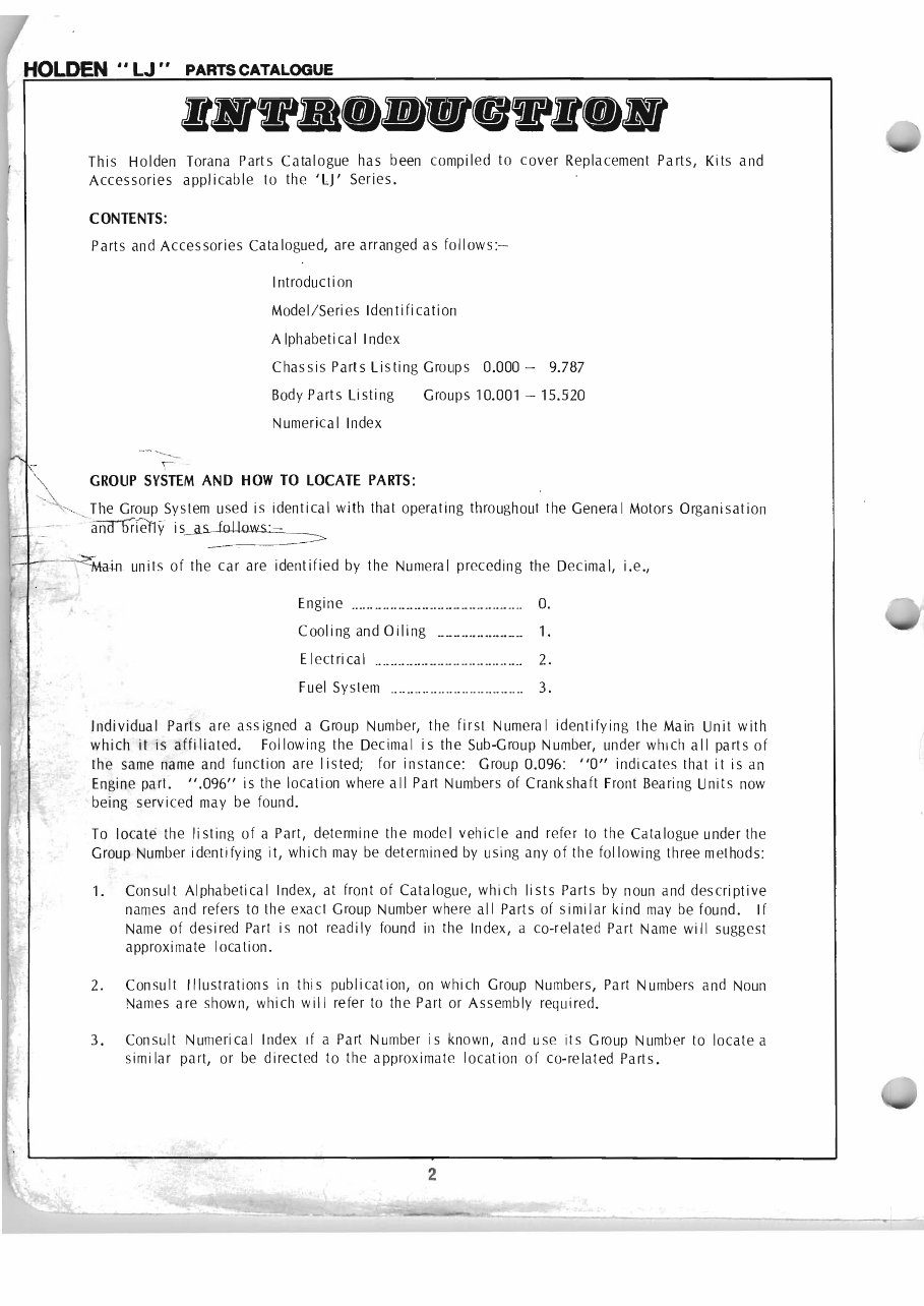 1972-1974 Holden Torana LJ Inc XU1 Parts Catalog preview img 3