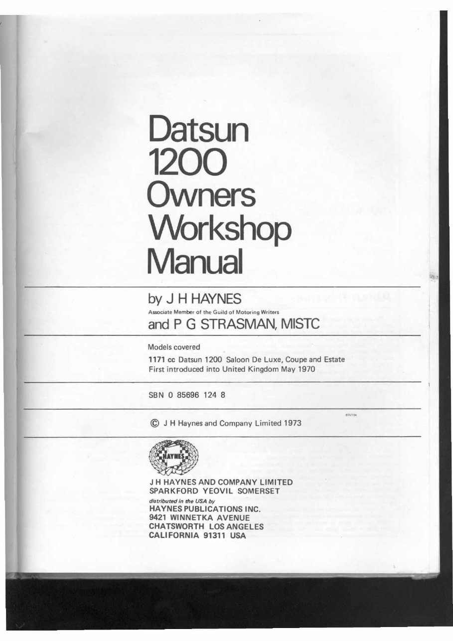 1969-1973 Datsun 1200 Range Service & Repair Manual preview img 2
