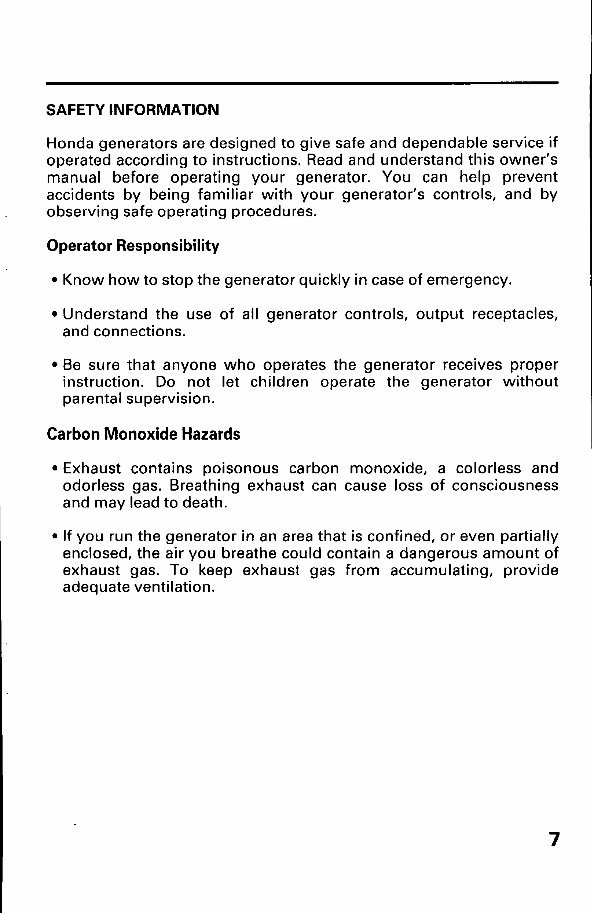 Honda EU2600i/EU3000is Generators Owners Manual preview img 9