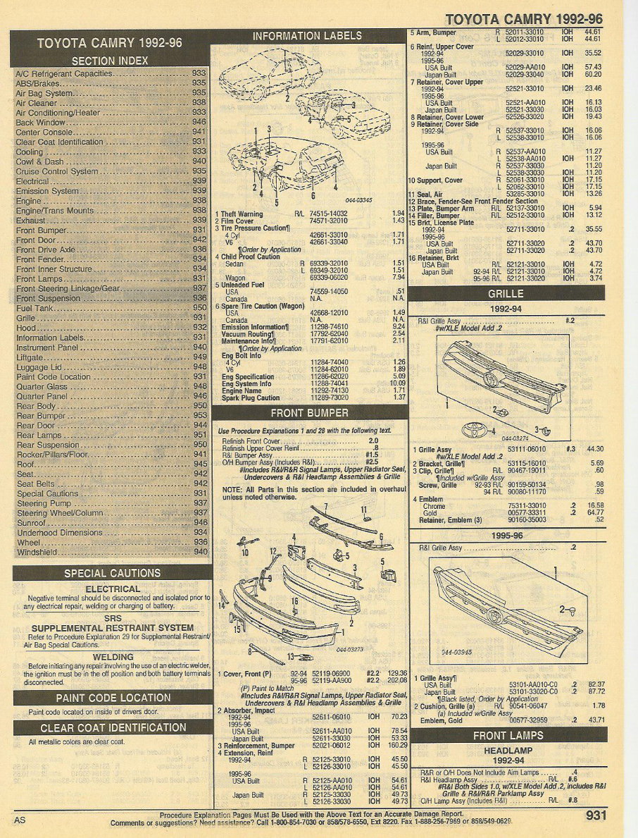 1995 Toyota Camry Service & Repair Manual preview img 1